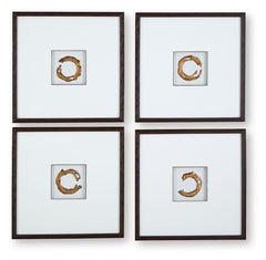 Dallbourne - Wall Art Set (Set of 4) - White / Gold Finish