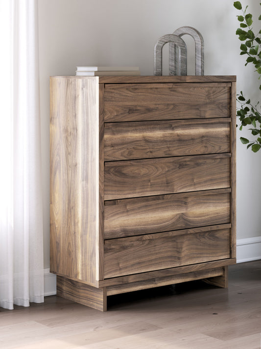 Chirason - Five Drawer Wide Chest - Brown