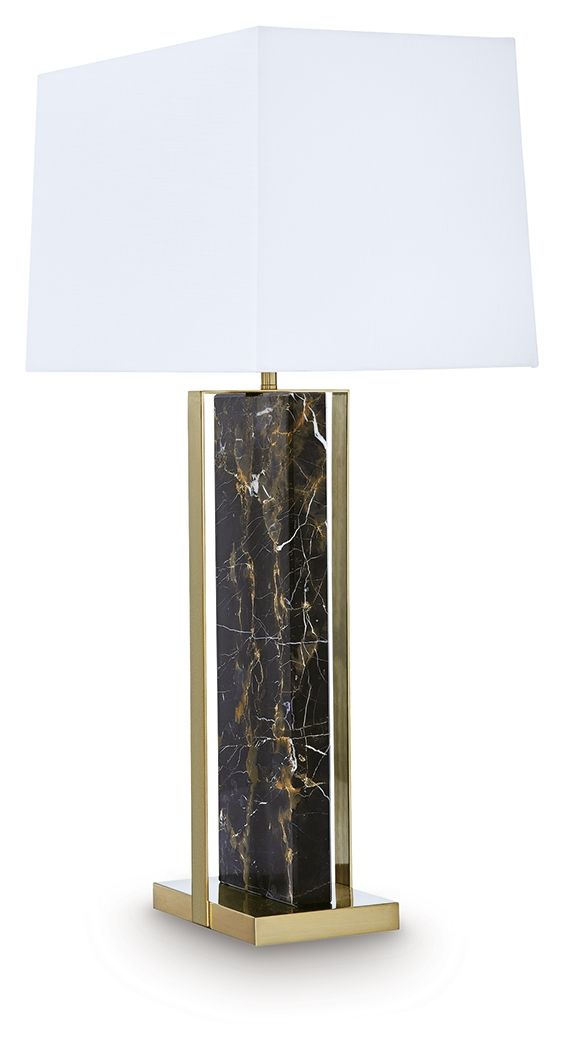 Neonish - Marble Table Lamp - Black / Gold Finish