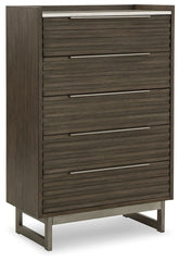 Arkenton - Five Drawer Chest - Grayish Brown / White