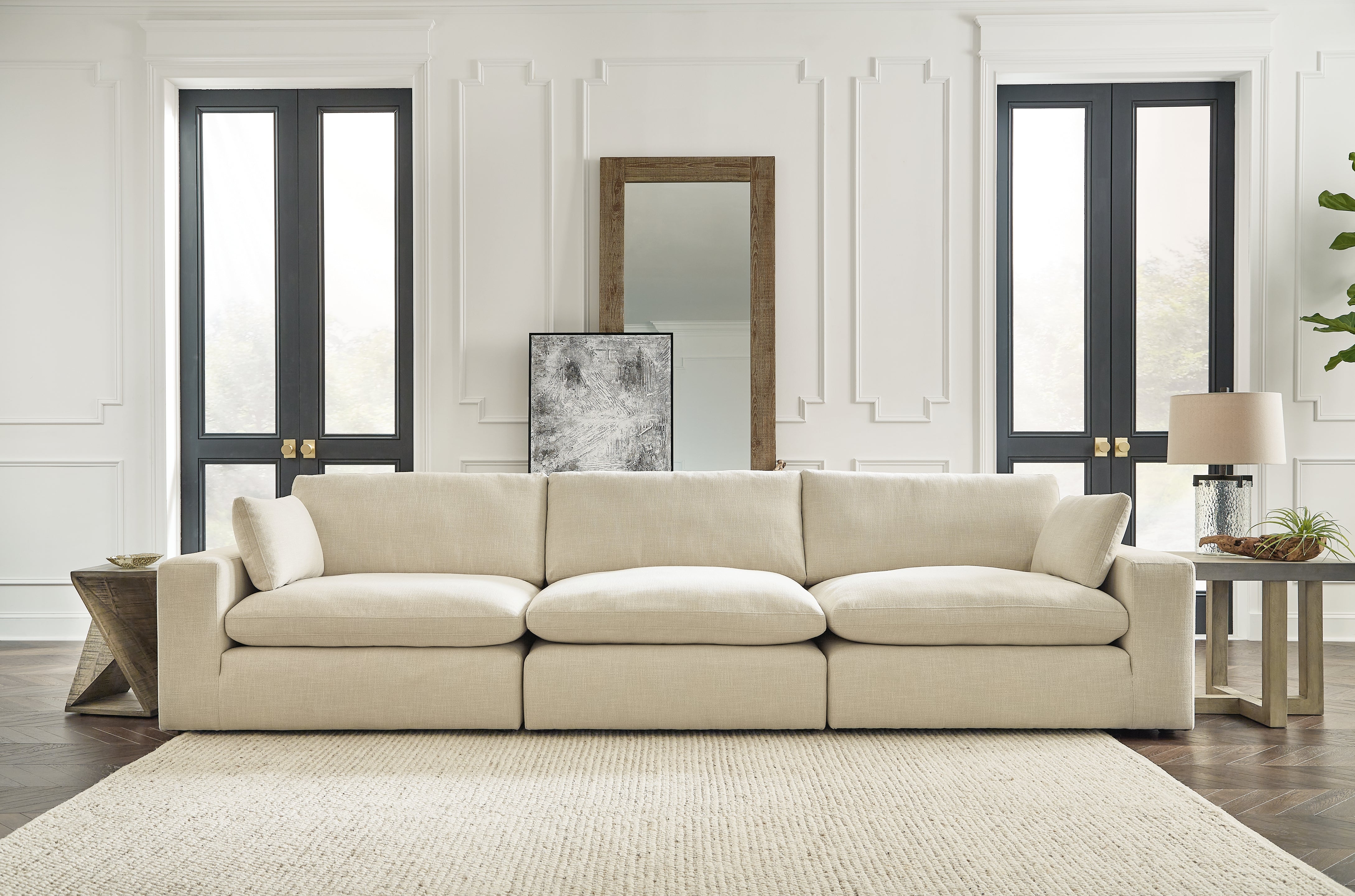 Furniture City Laplace - Ashley Furniture - Elyza Sectionals - RAF 3-Piece Sectional Sofa / Linen - 10006S2