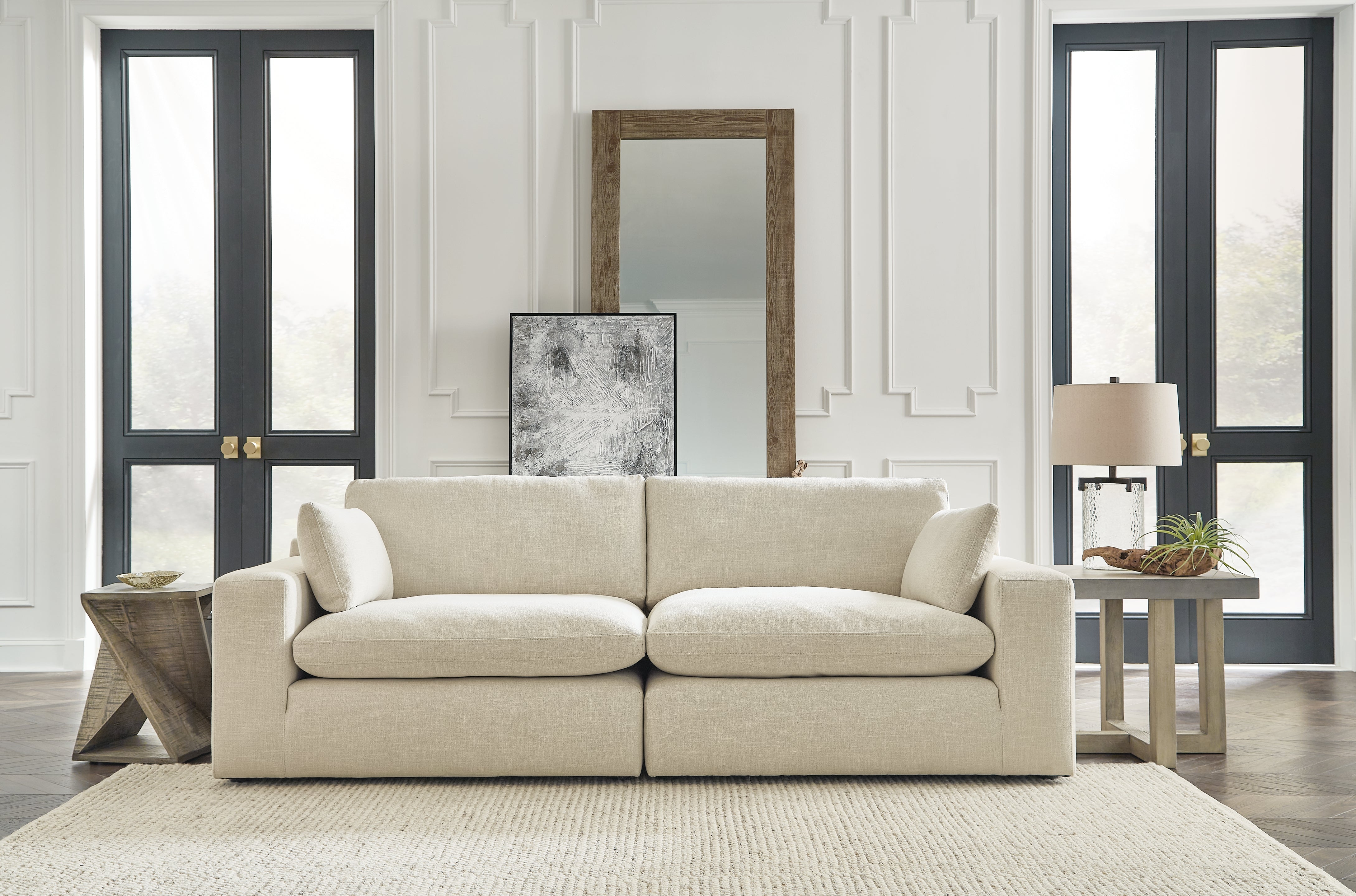 Furniture City Laplace - Ashley Furniture - Elyza Sectionals - RAF 2-Piece Sectional Loveseat / Linen - 10006S1
