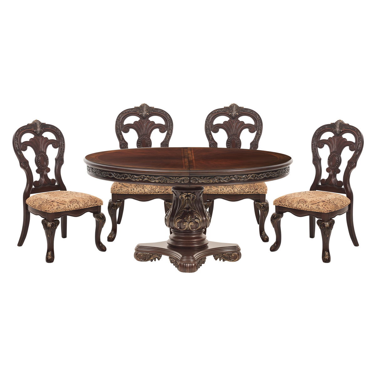 Deryn Park - 5 Piece Set (Round Table & 4 Side Chairs) - Cherry
