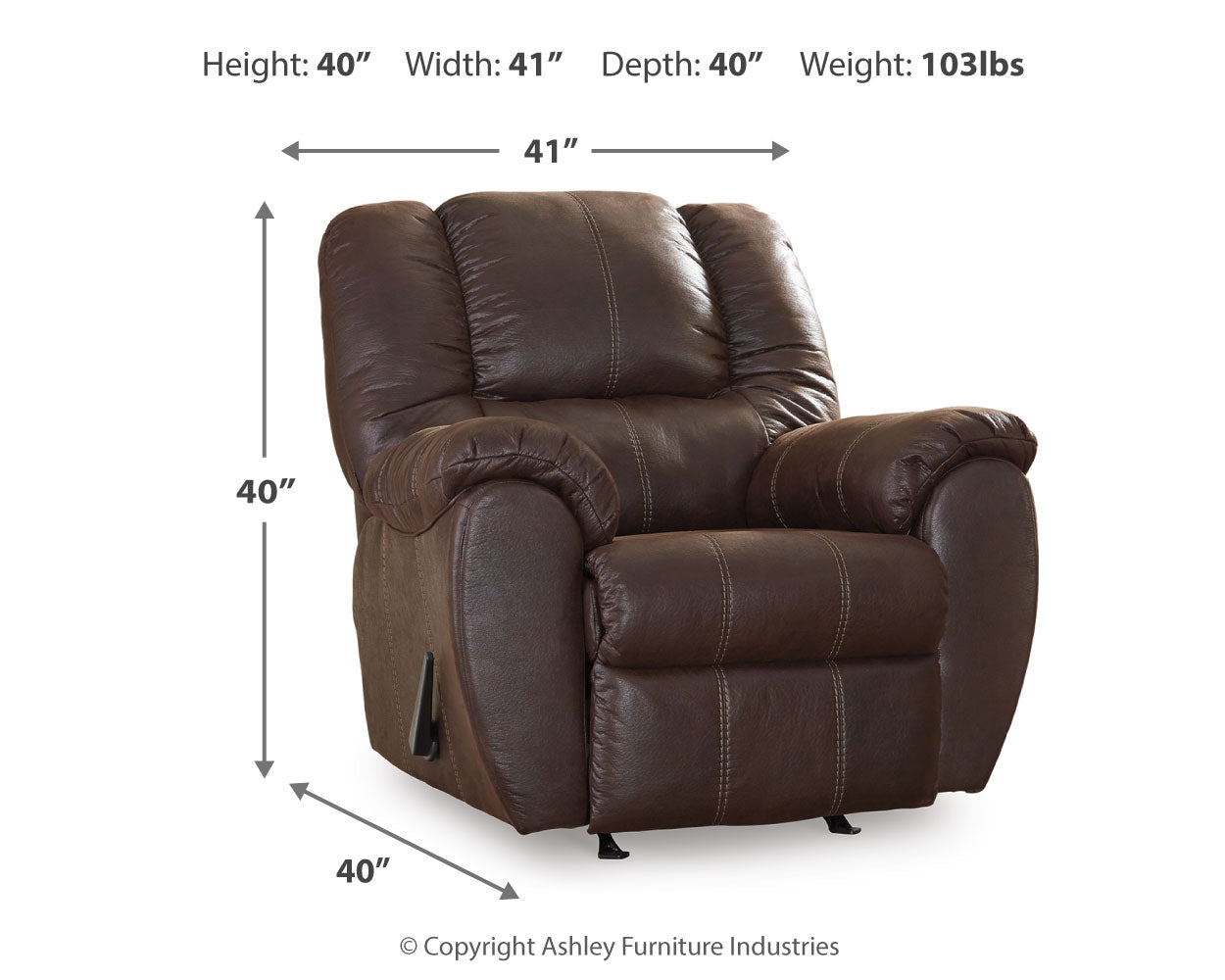 Furniture City Laplace - Ashley Furniture - McGannLiving Room - Rocker Recliner / Walnut - 1030125