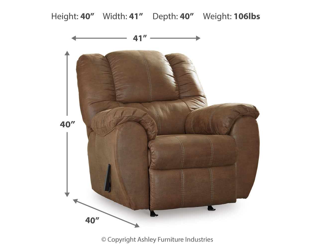 Furniture City Laplace - Ashley Furniture - McGannLiving Room - Rocker Recliner / Walnut - 1030125