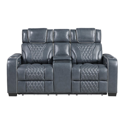 Apex - Power Double Reclining Loveseat With Center Console, Power Headrests, Storage Arms With Cup Holders, Wireless Charger, Air Massage And Heat, LED Lighting And Charging Ports