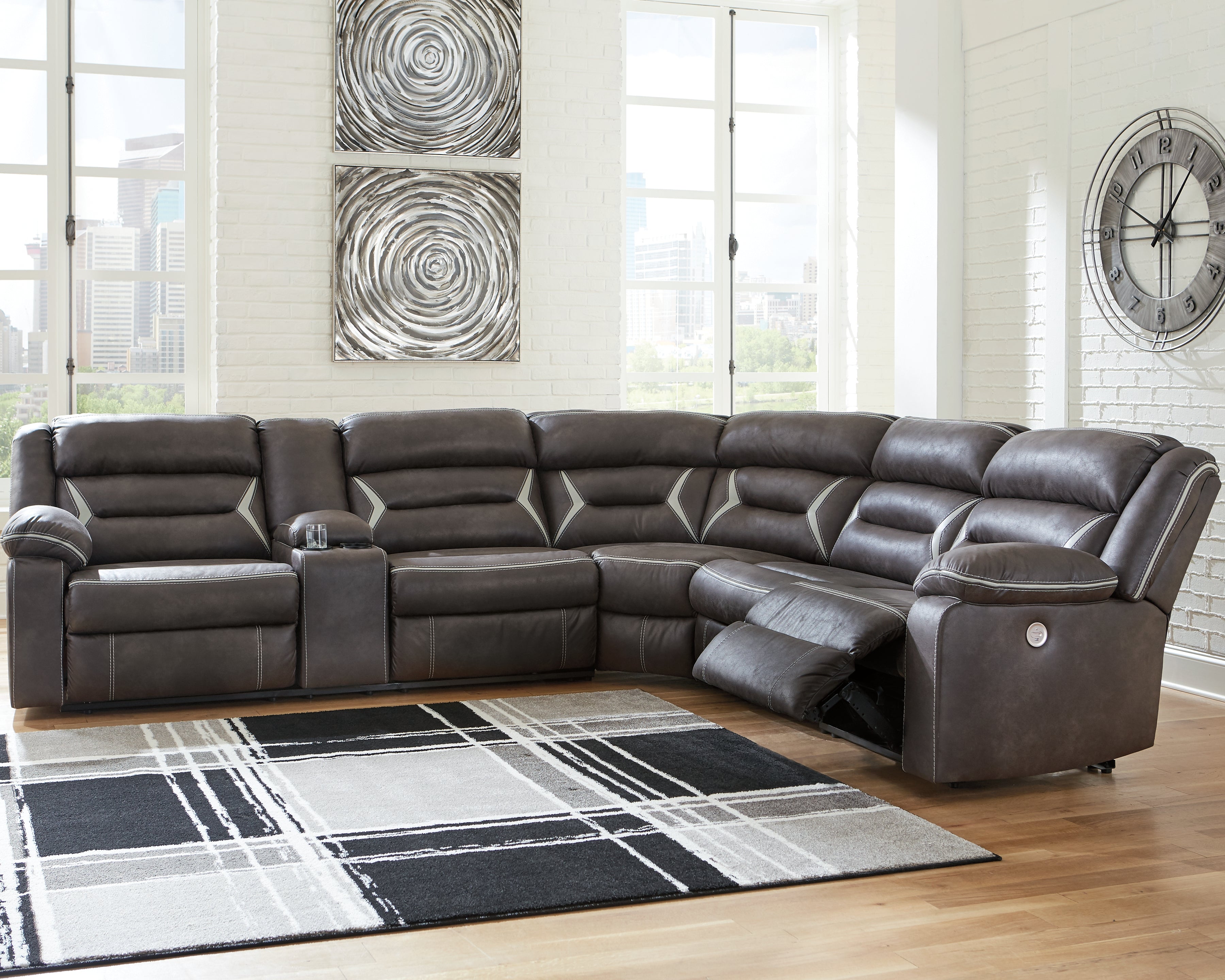 Furniture City Laplace - Ashley Furniture - Kincord Sectionals - 4-Piece Power Reclining Sectional / Midnight - 13104S4