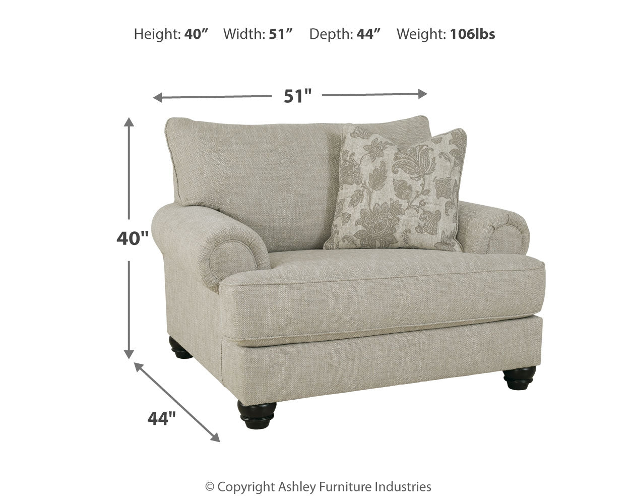 Furniture City Laplace - Ashley Furniture - AsantiLiving Room - Chair and a Half / Fog - 1320123