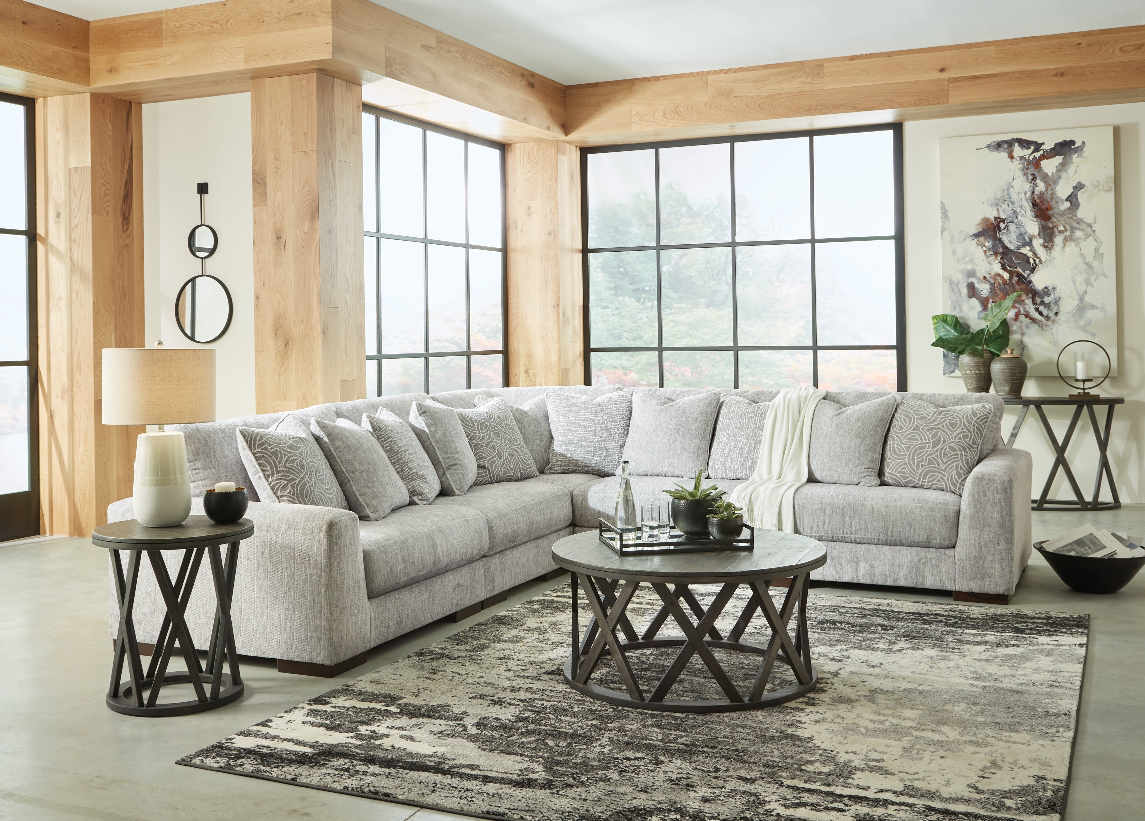 Furniture City Laplace - Ashley Furniture - Regent Park Sectionals - RAF 5-Piece Sectional / Pewter - 14404S3