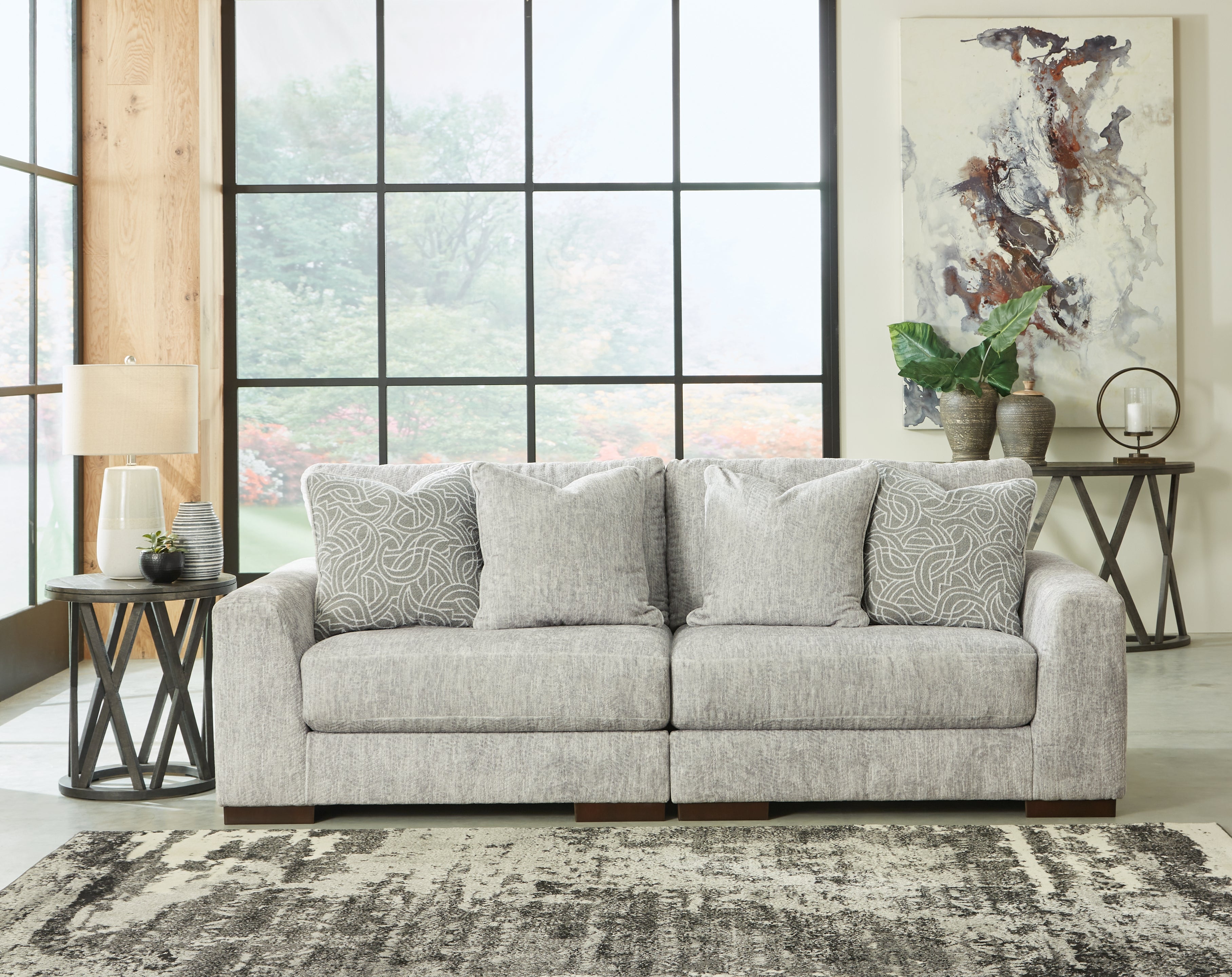 Furniture City Laplace - Ashley Furniture - Regent Park Sectionals - RAF 2-Piece Sectional Loveseat / Pewter - 14404S4