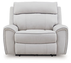 Social Pointe - Power Recliner / Adjustable Headrest - Pearl / Ash