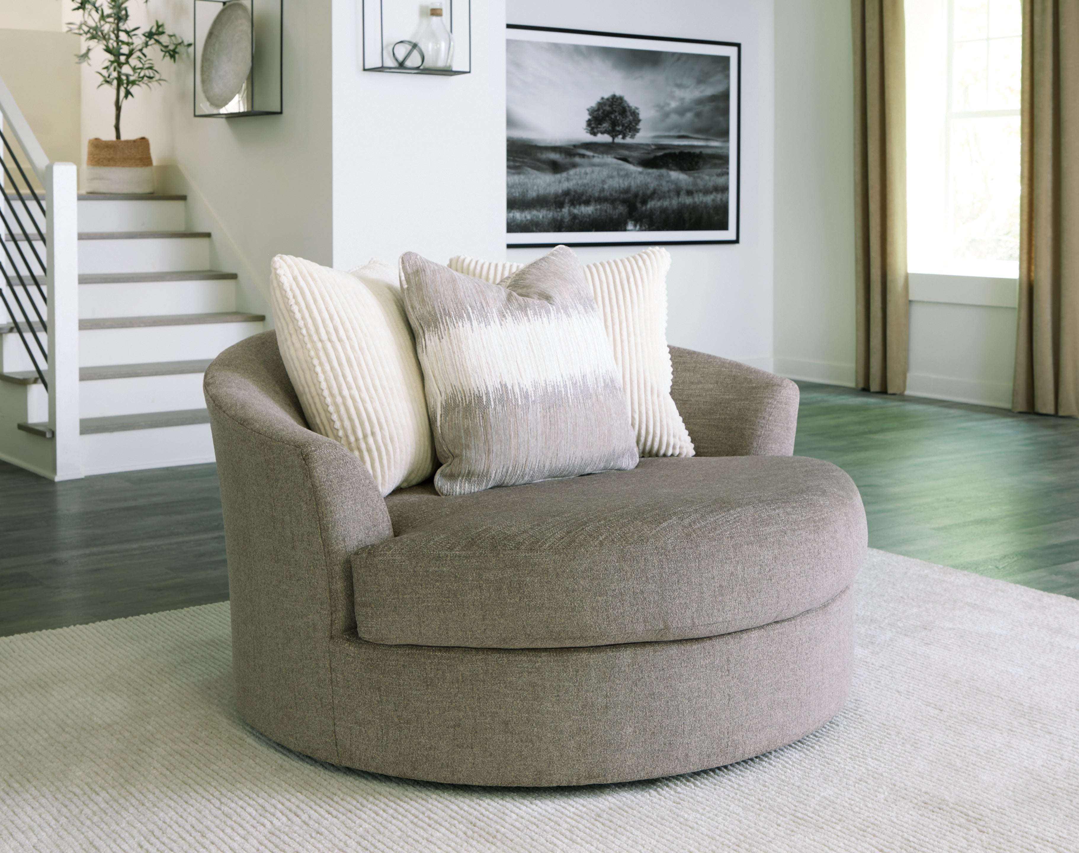 Furniture City Laplace - Ashley Furniture - CreswellLiving Room - Oversized Swivel Accent Chair / Stone - 1530521