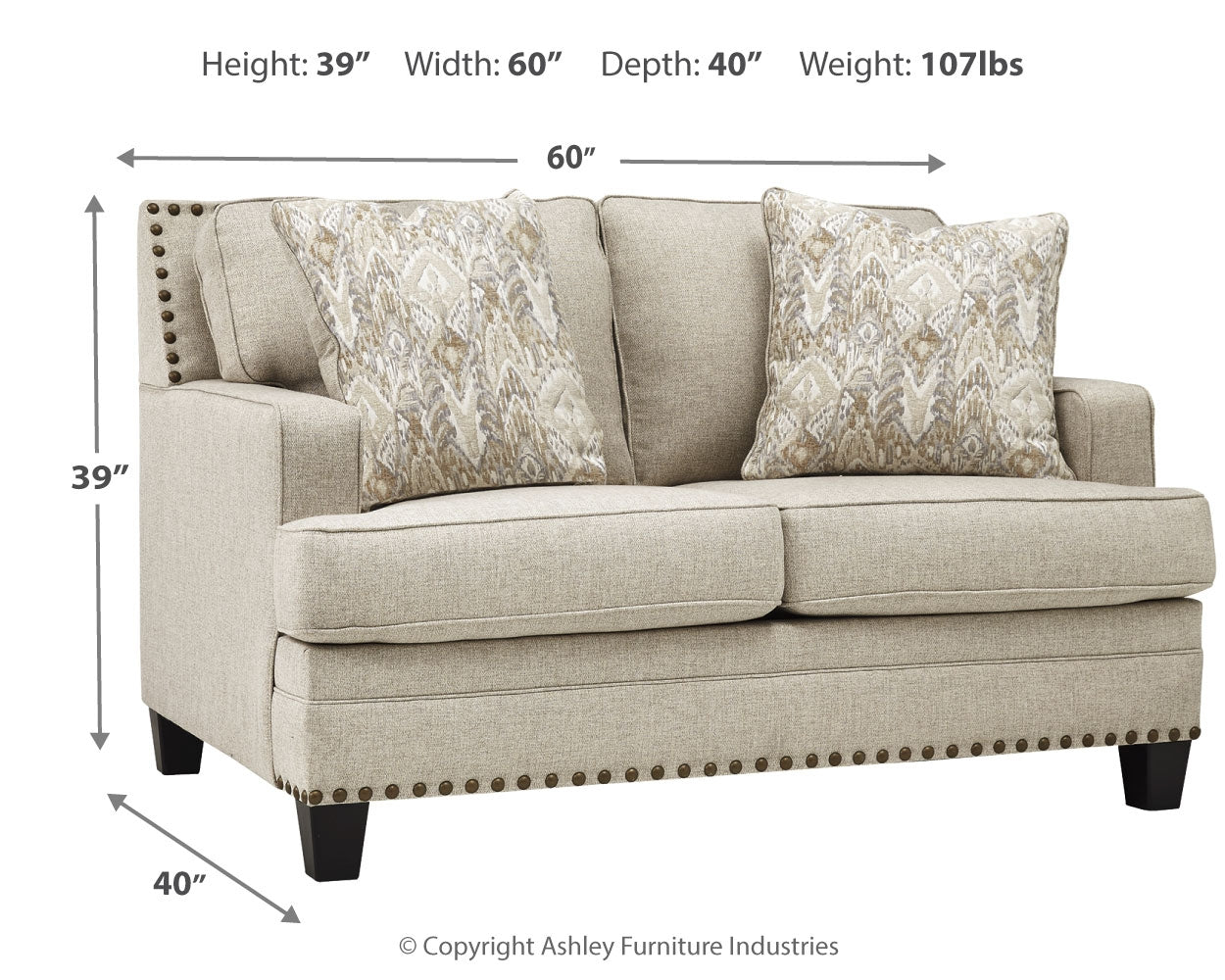 Furniture City Laplace - Ashley Furniture - ClaredonLiving Room - Loveseat / Linen - 1560235