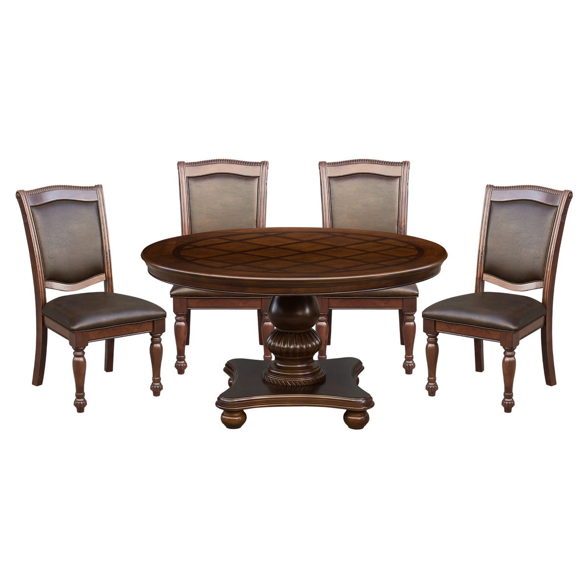 Lordsburg - 5 Piece Set (Round Table & 4 Side Chairs) - Brown
