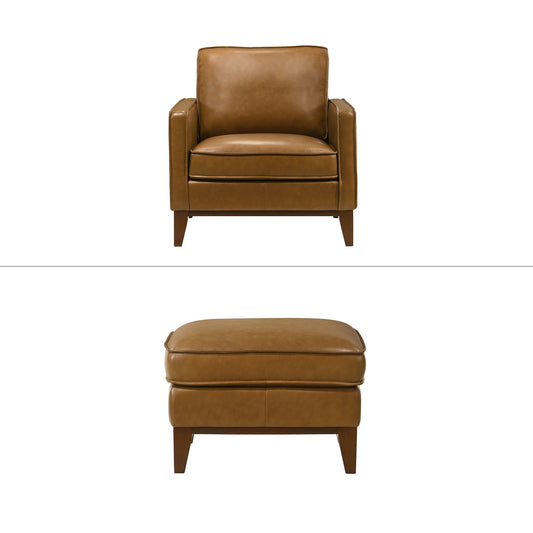 Caspar - Chair & Ottoman - Caramel