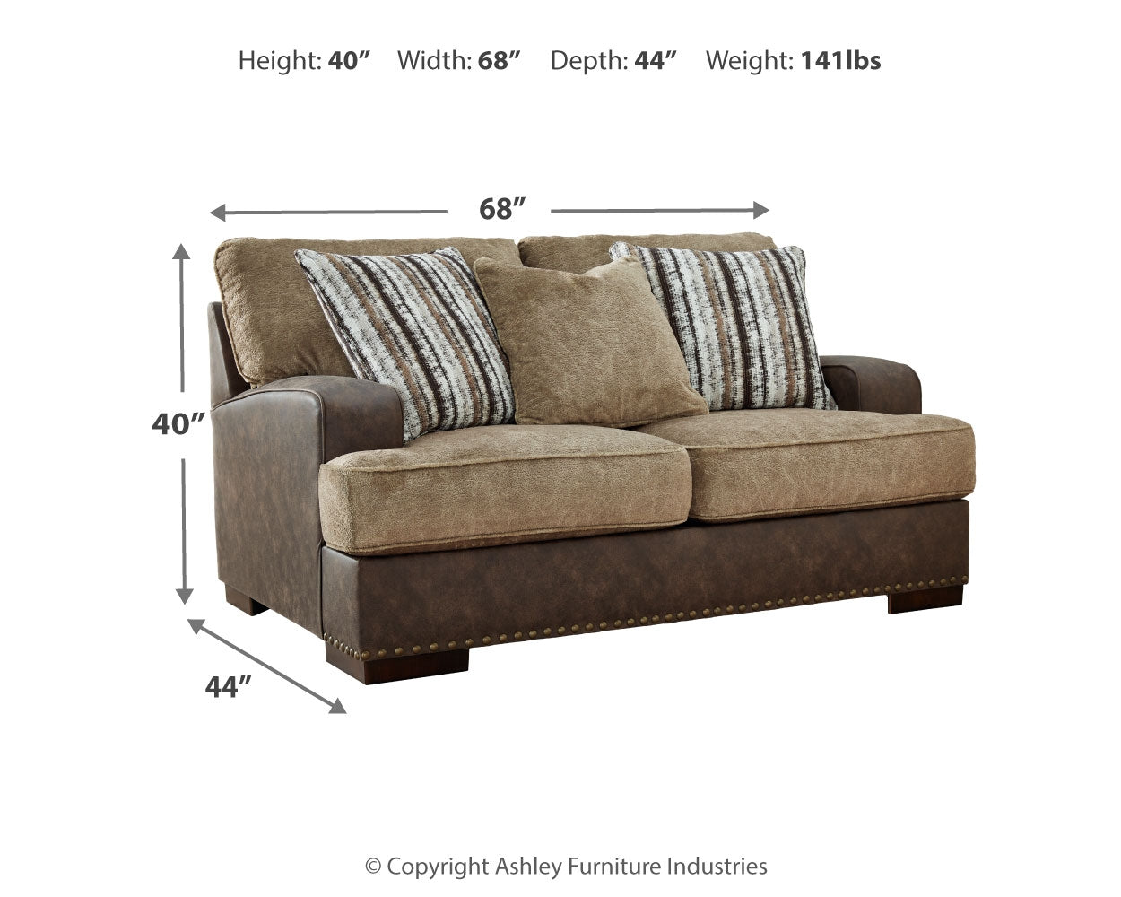 Furniture City Laplace - Ashley Furniture - AlesburyLiving Room - Loveseat / Chocolate - 1870435