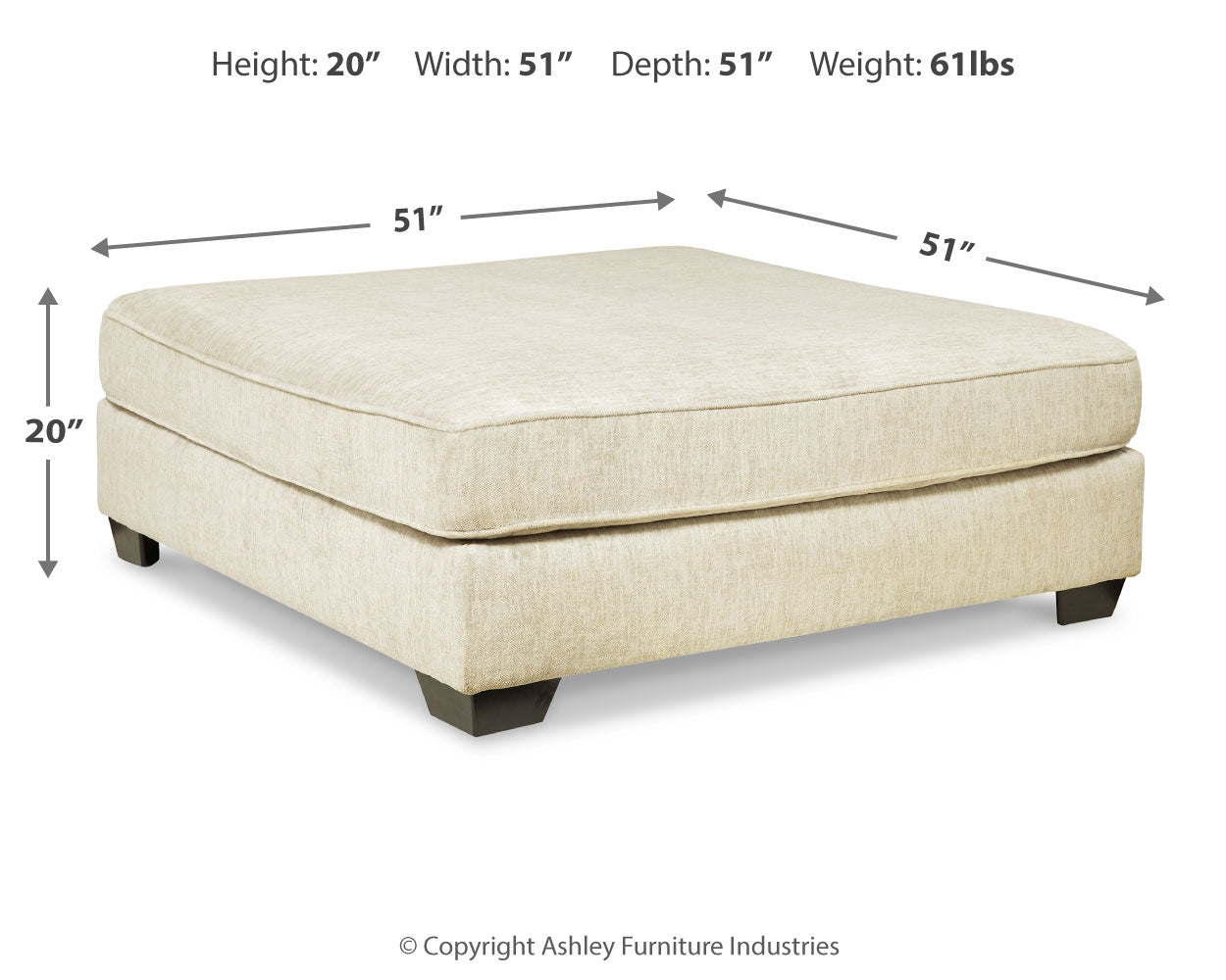 Furniture City Laplace - Ashley Furniture - RawcliffeLiving Room - Oversized Accent Ottoman / Parchment - 1960408