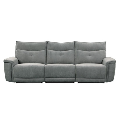 Tesoro - 3 Piece Power Double Reclining Sofa - Dark Gray