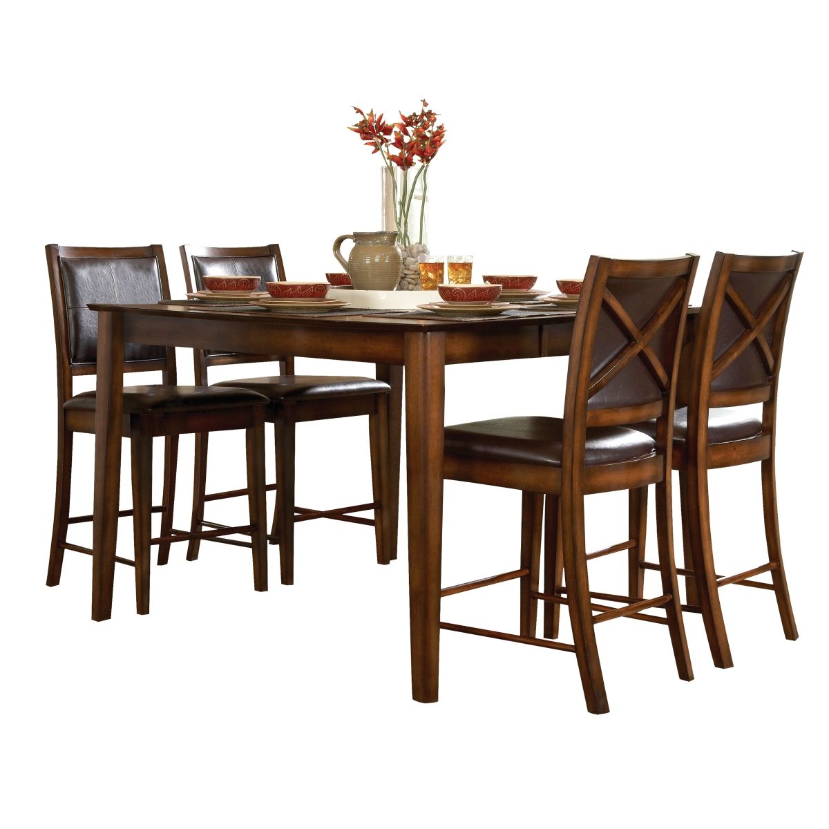 Verona - 5 Piece Dining Room Set (Table & 4 Side Chairs) - Brown
