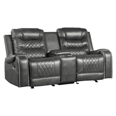 Putnam - Double Glider Reclining Loveseat With Center Console, Receptacles And USB Port - Gray