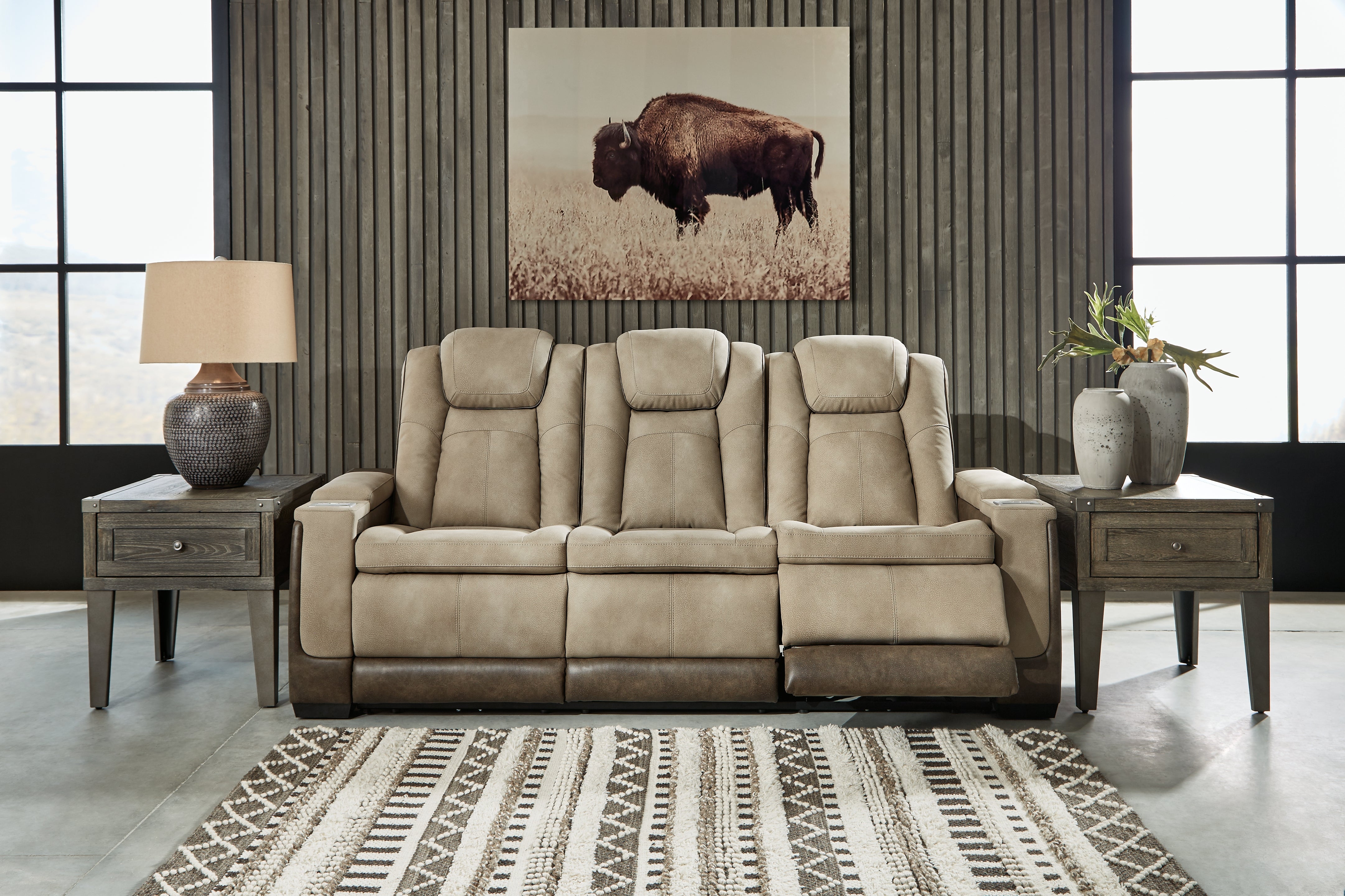 Furniture City Laplace - Ashley Furniture - Next-Gen DuraPellaLiving Room - PWR REC Sofa with ADJ Headrest / Sand - 2200315