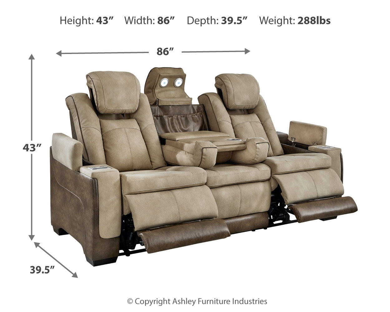 Furniture City Laplace - Ashley Furniture - Next-Gen DuraPellaLiving Room - PWR REC Sofa with ADJ Headrest / Sand - 2200315