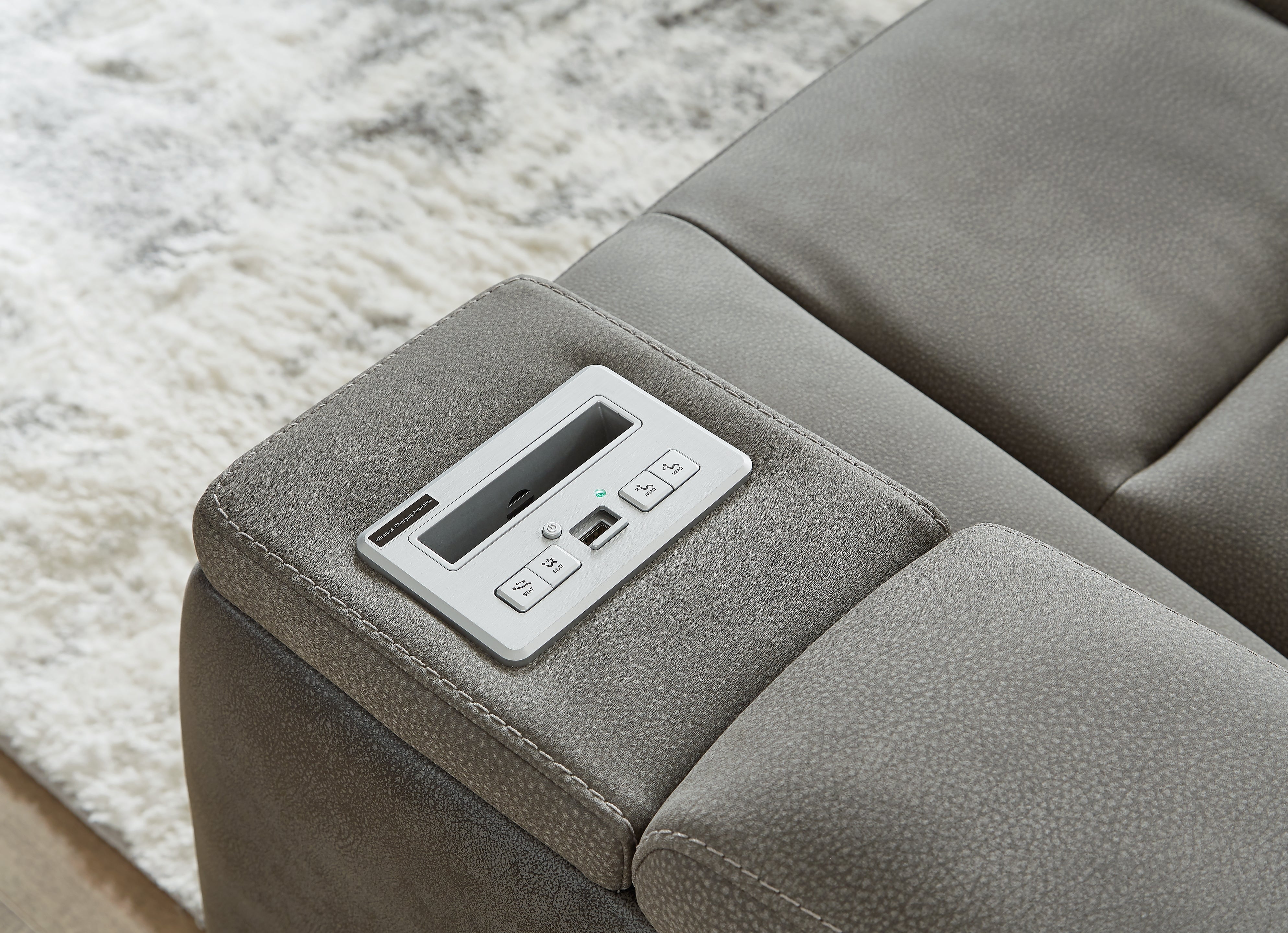 Furniture City Laplace - Ashley Furniture - Next-Gen DuraPellaLiving Room - PWR REC Sofa with ADJ Headrest / Slate - 2200415