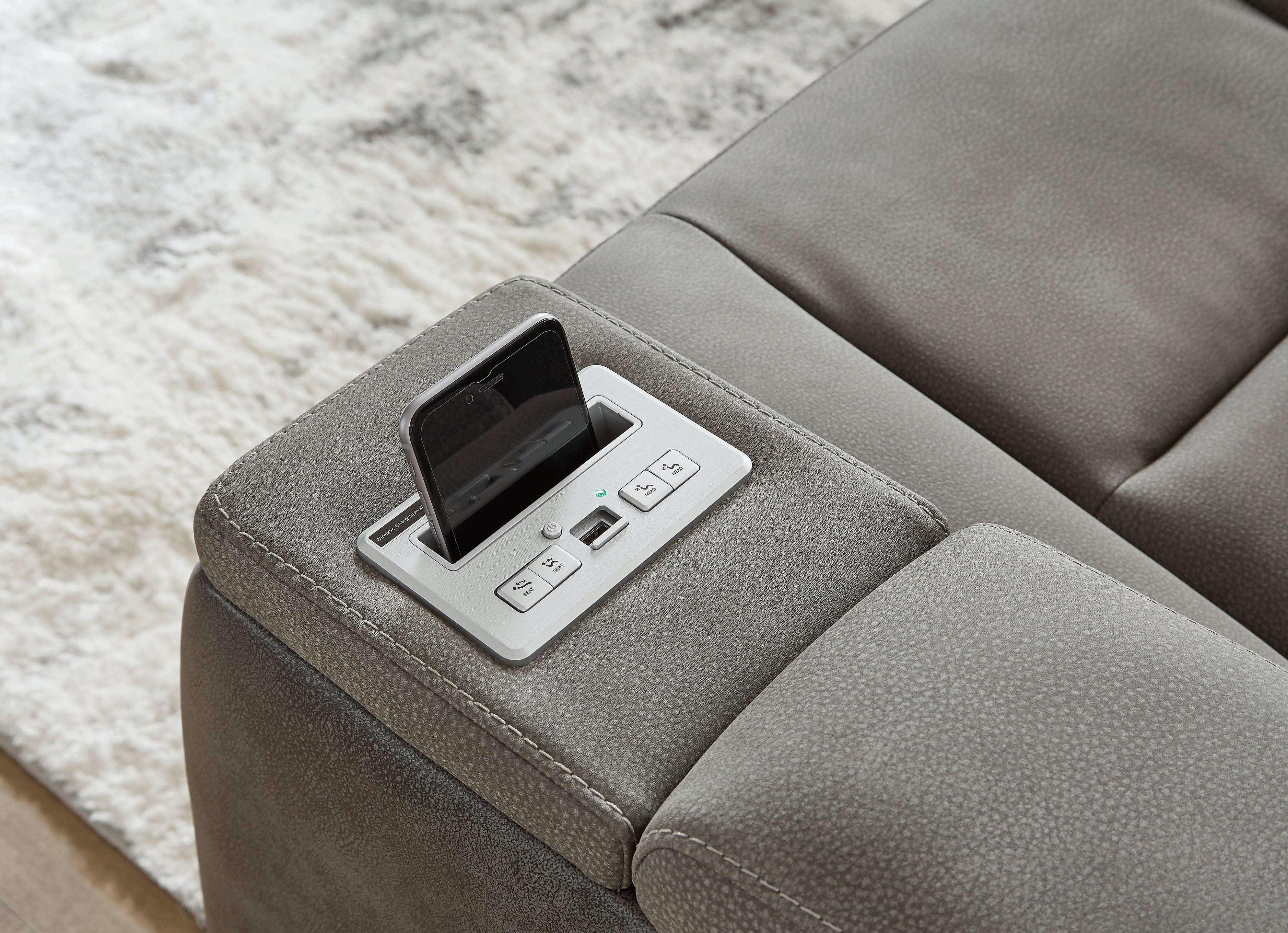 Furniture City Laplace - Ashley Furniture - Next-Gen DuraPellaLiving Room - PWR REC Sofa with ADJ Headrest / Slate - 2200415