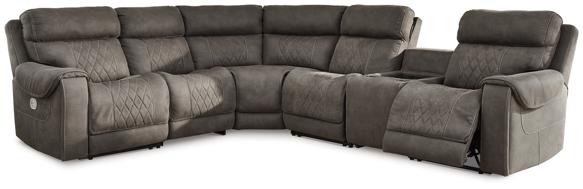 Furniture City Laplace - Ashley Furniture - Hoopster 6-Piece Power Reclining Sectional - 6-Piece Power Reclining Sectional / Gunmetal - 23703S5