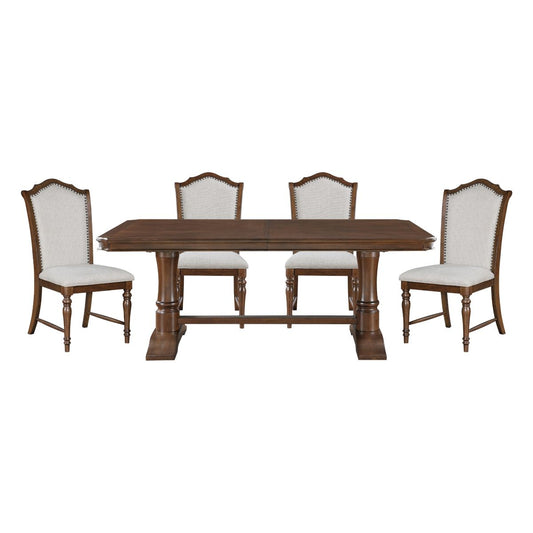 Rexford - 5 Piece Dining Room Set (Table & 4 Side Chairs) - Cherry / Gray