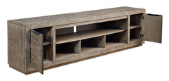 Krystanza - XL TV Stand w/Fireplace Option - Weathered Gray