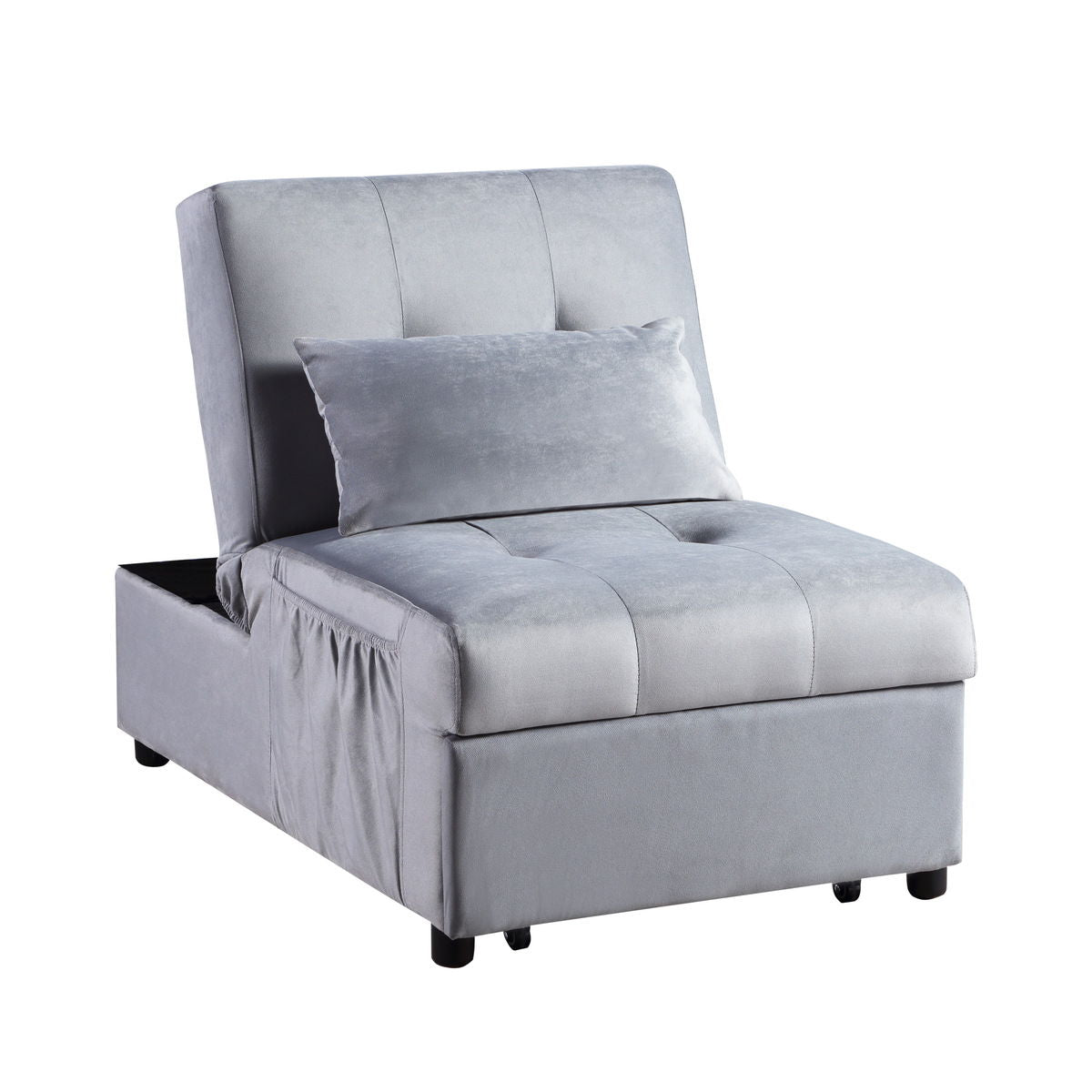 Garrell - Lift Top Storage Bench With Pull-Out Bed - Gray