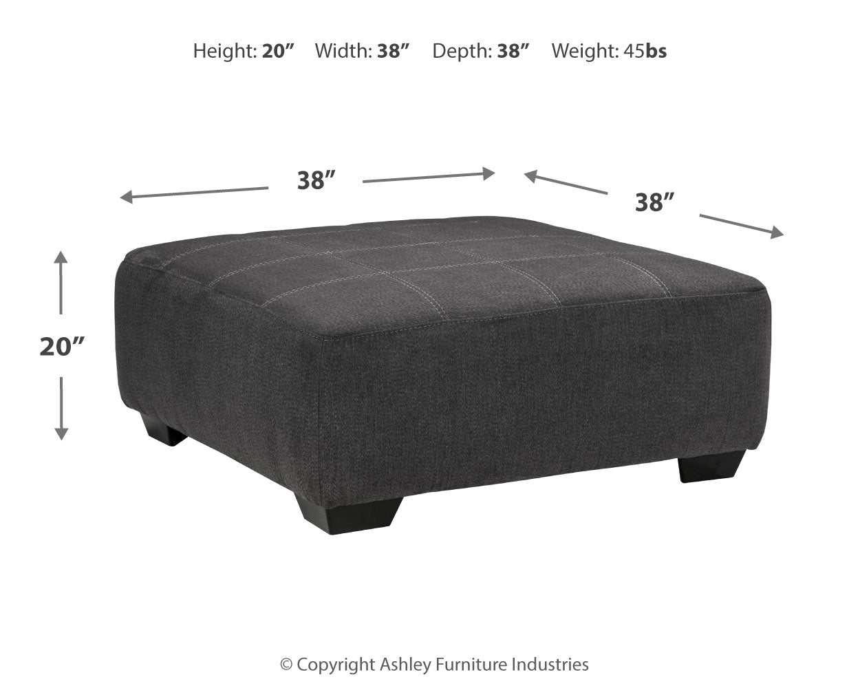 Furniture City Laplace - Ashley Furniture - AmbeeLiving Room - Oversized Accent Ottoman / Slate - 2862008