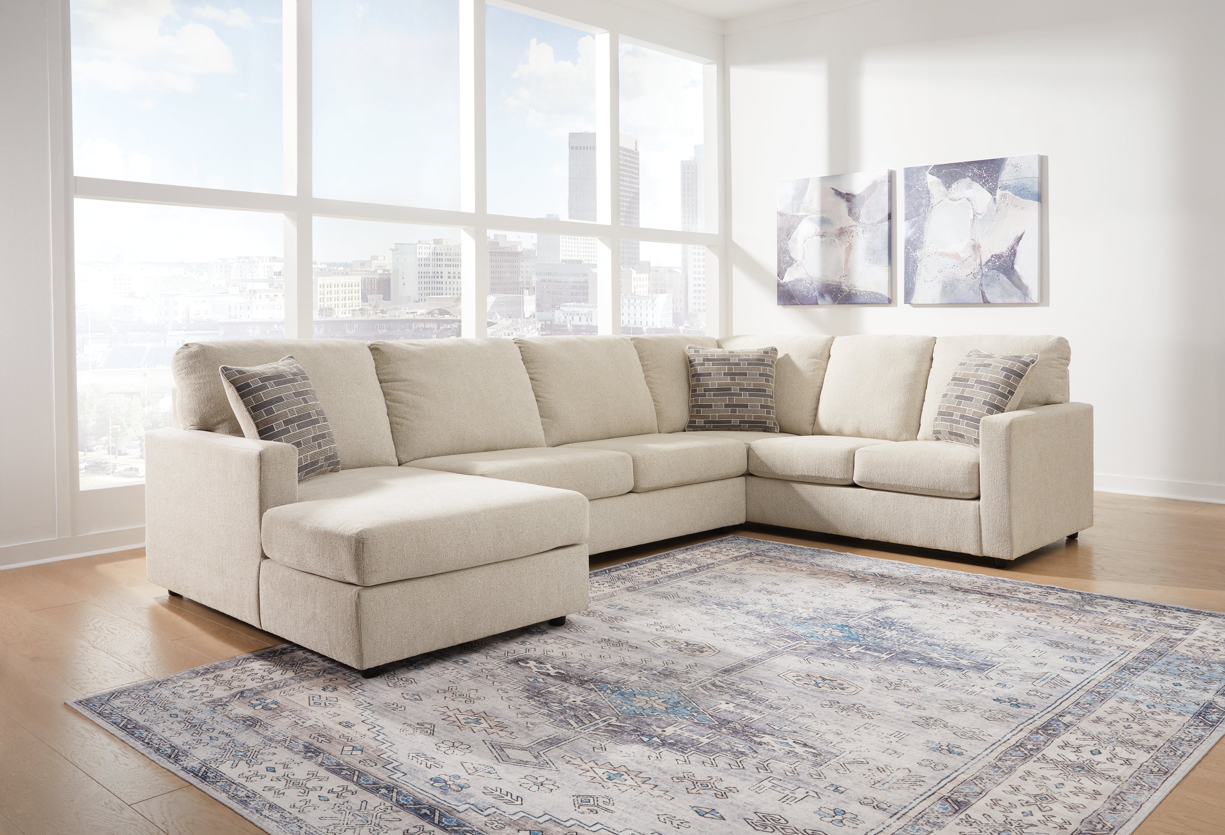 Furniture City Laplace - Ashley Furniture - Edenfield 3-Piece Sectional with Chaise - RAF 3-Piece Sectional with Chaise / Linen - 29004S1