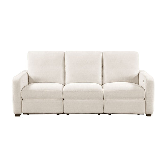 Vera - Power Double Reclining Sofa With USB Charging Ports - Beige