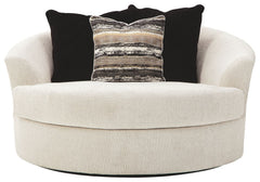 Cambri - Oversized Round Swivel Chair - Snow