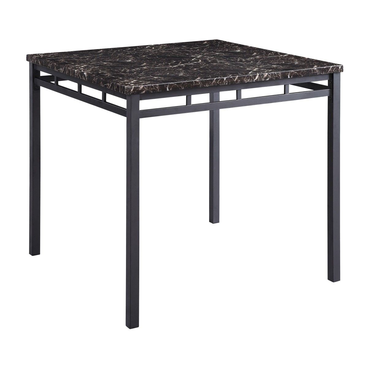 Olney - 5 Piece Counter Height Set With Faux Marble Top - Black / Dark Brown
