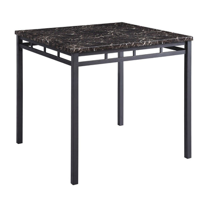 Olney - 5 Piece Counter Height Set With Faux Marble Top - Black / Dark Brown