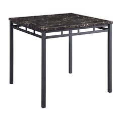 Olney - 5 Piece Counter Height Set With Faux Marble Top - Black / Dark Brown