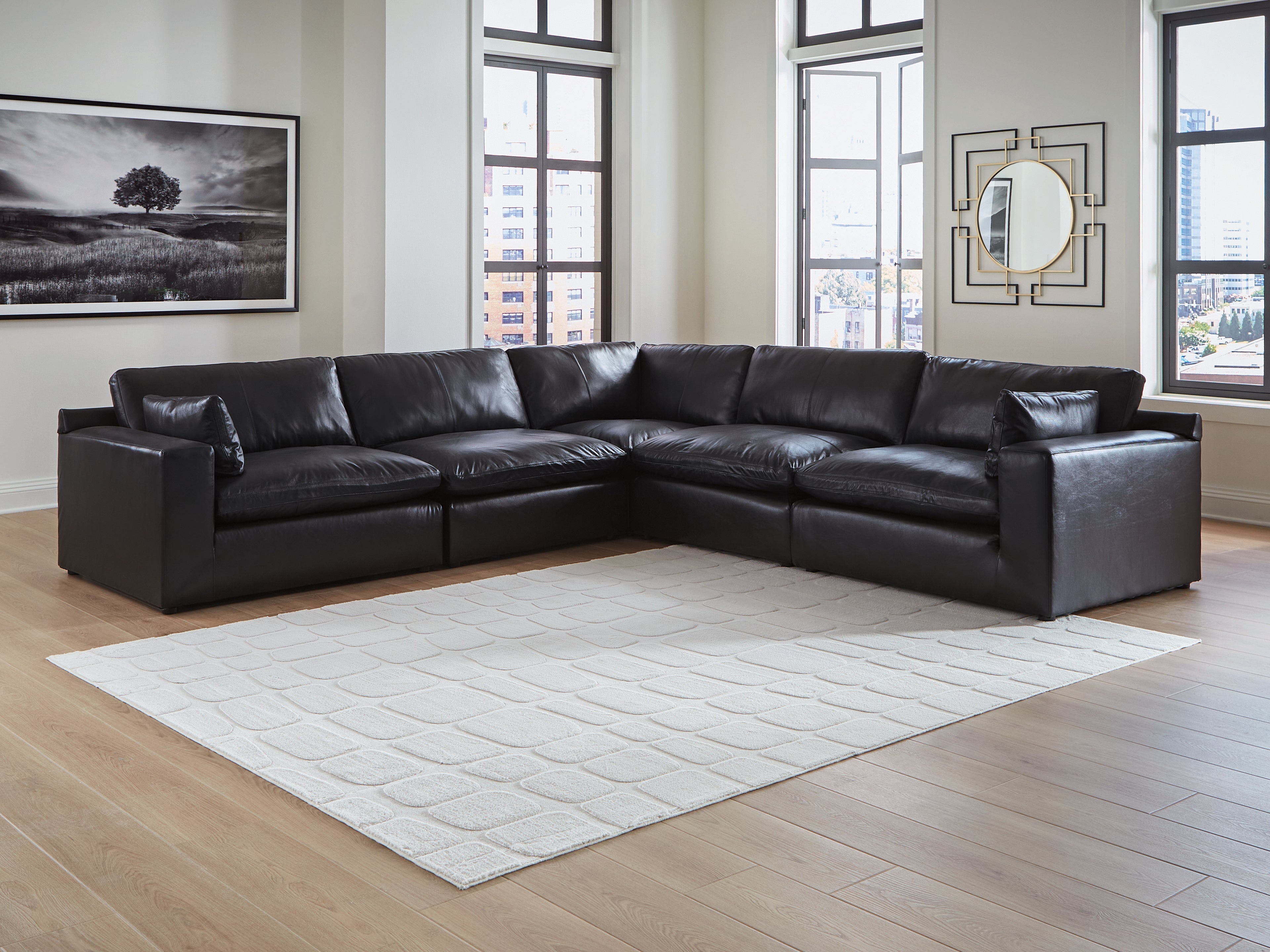 Furniture City Laplace - Ashley Furniture - Emilia 5-Piece Sectional - RAF 5-Piece Sectional / Black - 30902S4