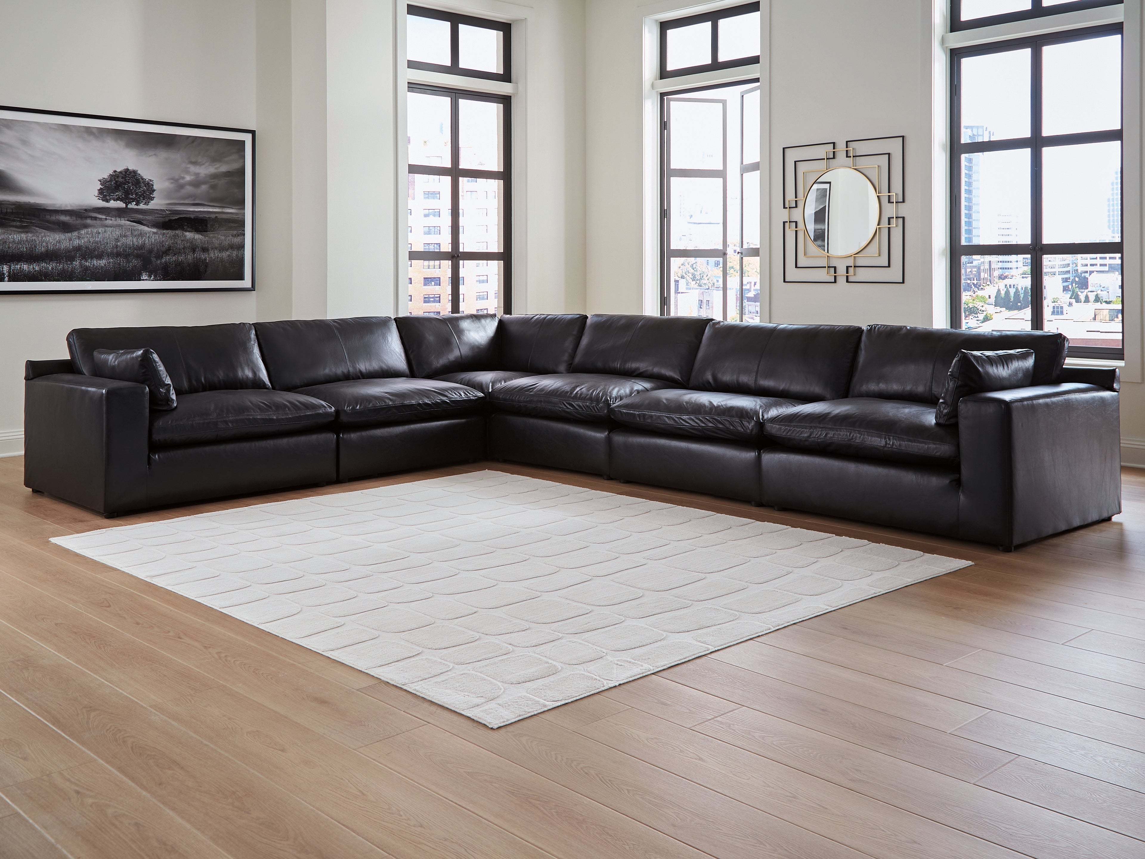 Furniture City Laplace - Ashley Furniture - Emilia 6-Piece Sectional - RAF 6-Piece Sectional / Black - 30902S5