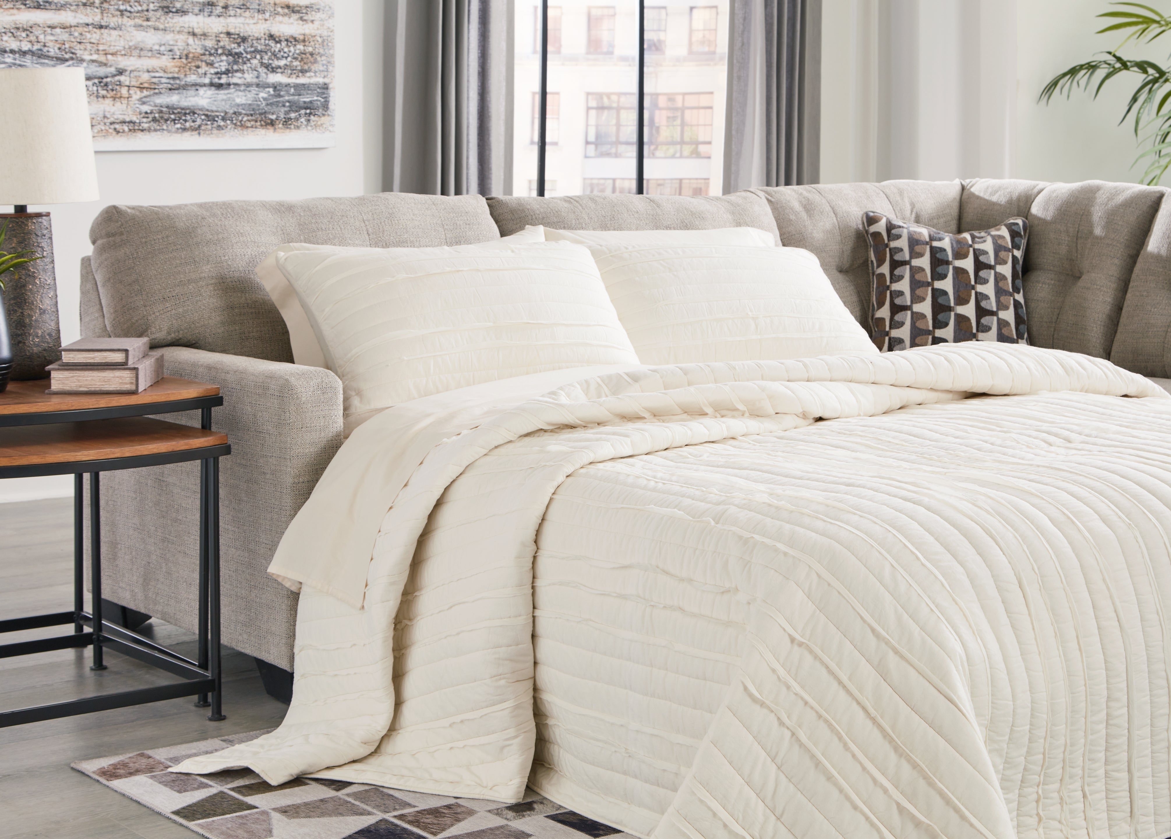 Furniture City Laplace - Ashley Furniture - Mahoney 2-Piece Sleeper Sectional with Chaise - 2-Piece Sleeper Sectional with Chaise / Pebble - 31004S4