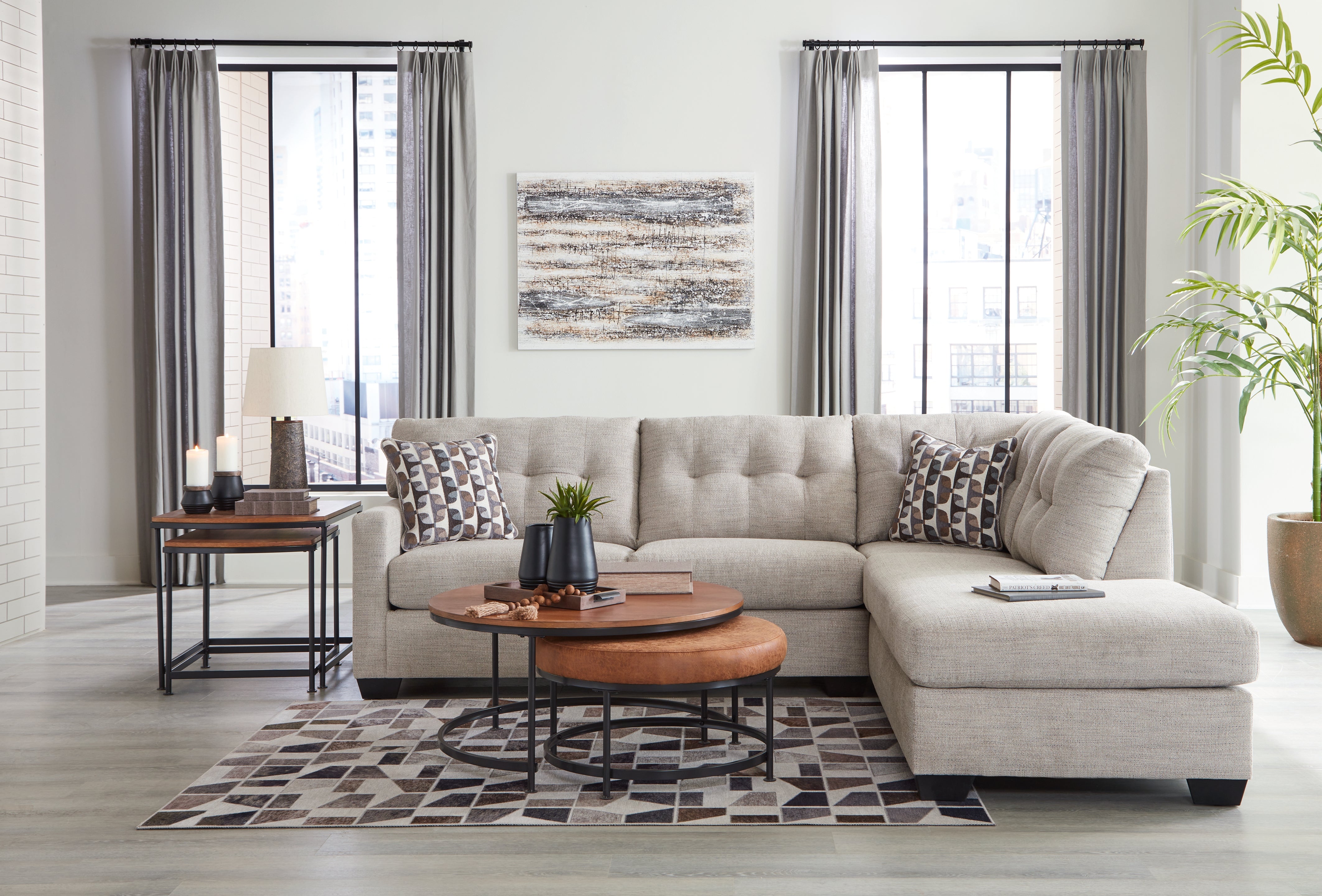 Furniture City Laplace - Ashley Furniture - Mahoney Sectionals - LAF 2-Piece Sectional with Chaise / Pebble - 31004S2
