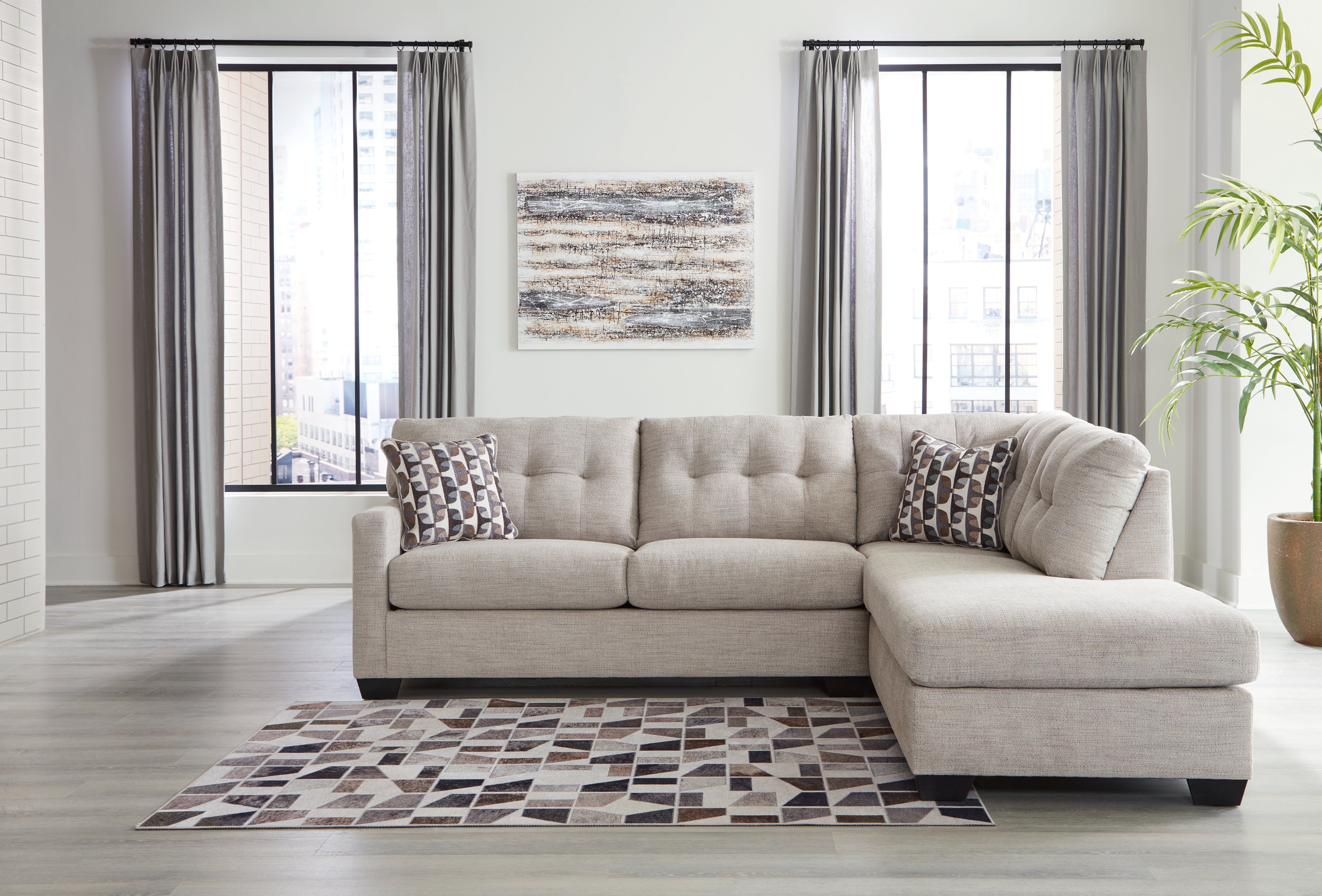 Furniture City Laplace - Ashley Furniture - Mahoney Sectionals - LAF 2-Piece Sectional with Chaise / Pebble - 31004S2