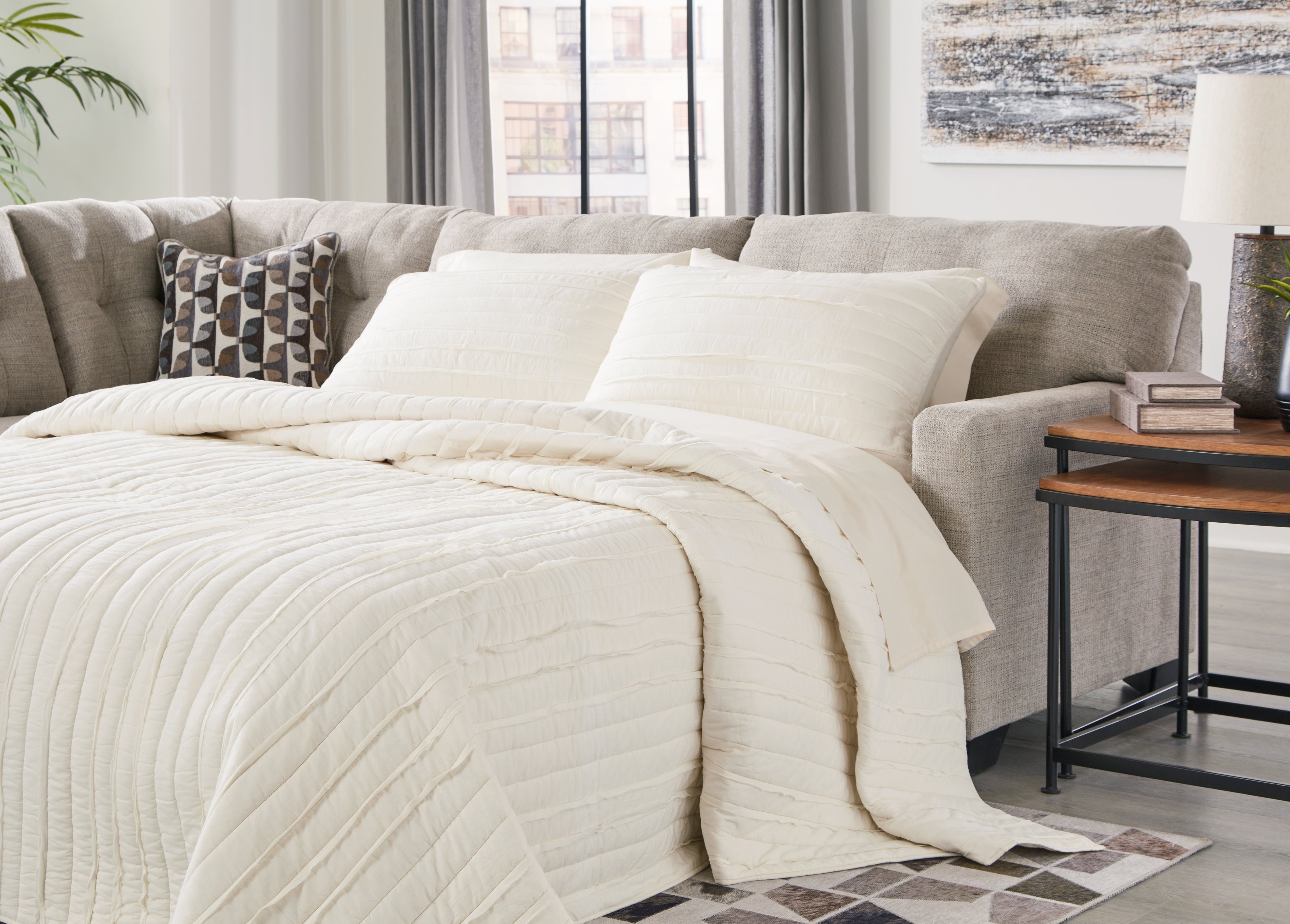 Furniture City Laplace - Ashley Furniture - Mahoney Sectionals - RAF 2-Piece Sleeper Sectional with Chaise / Pebble - 31004S3