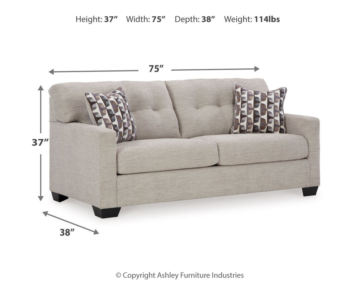 Furniture City Laplace - Ashley Furniture - MahoneyLiving Room - Sofa / Pebble - 3100438
