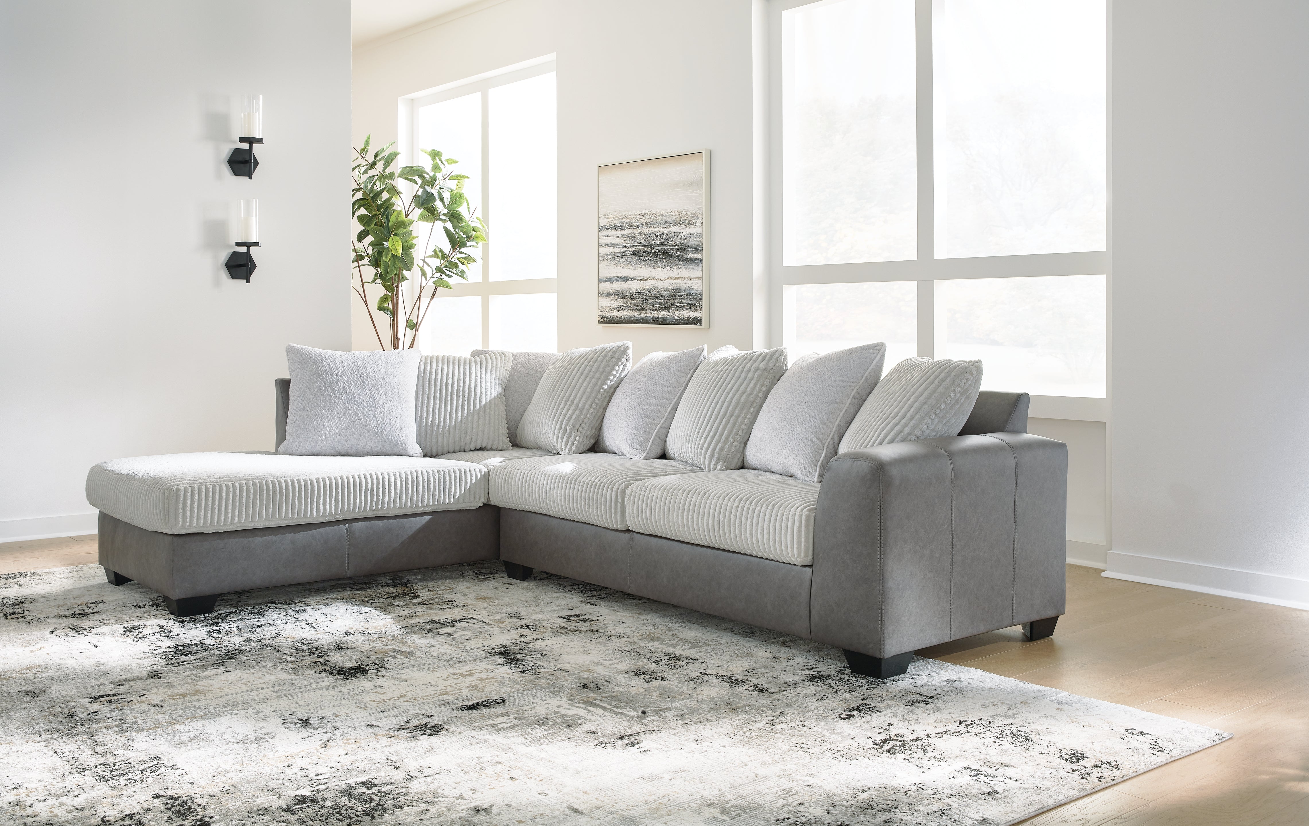 Furniture City Laplace - Ashley Furniture - Clairette Court 2-Piece Sectional with Chaise - RAF 2-Piece Sectional with Chaise / Alloy - 31503S1