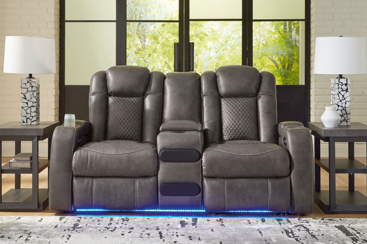 Furniture City Laplace - Ashley Furniture - Fyne-Dyme Power Reclining Loveseat with Console - PWR REC Loveseat/CON/ADJ HDRST - 3660218