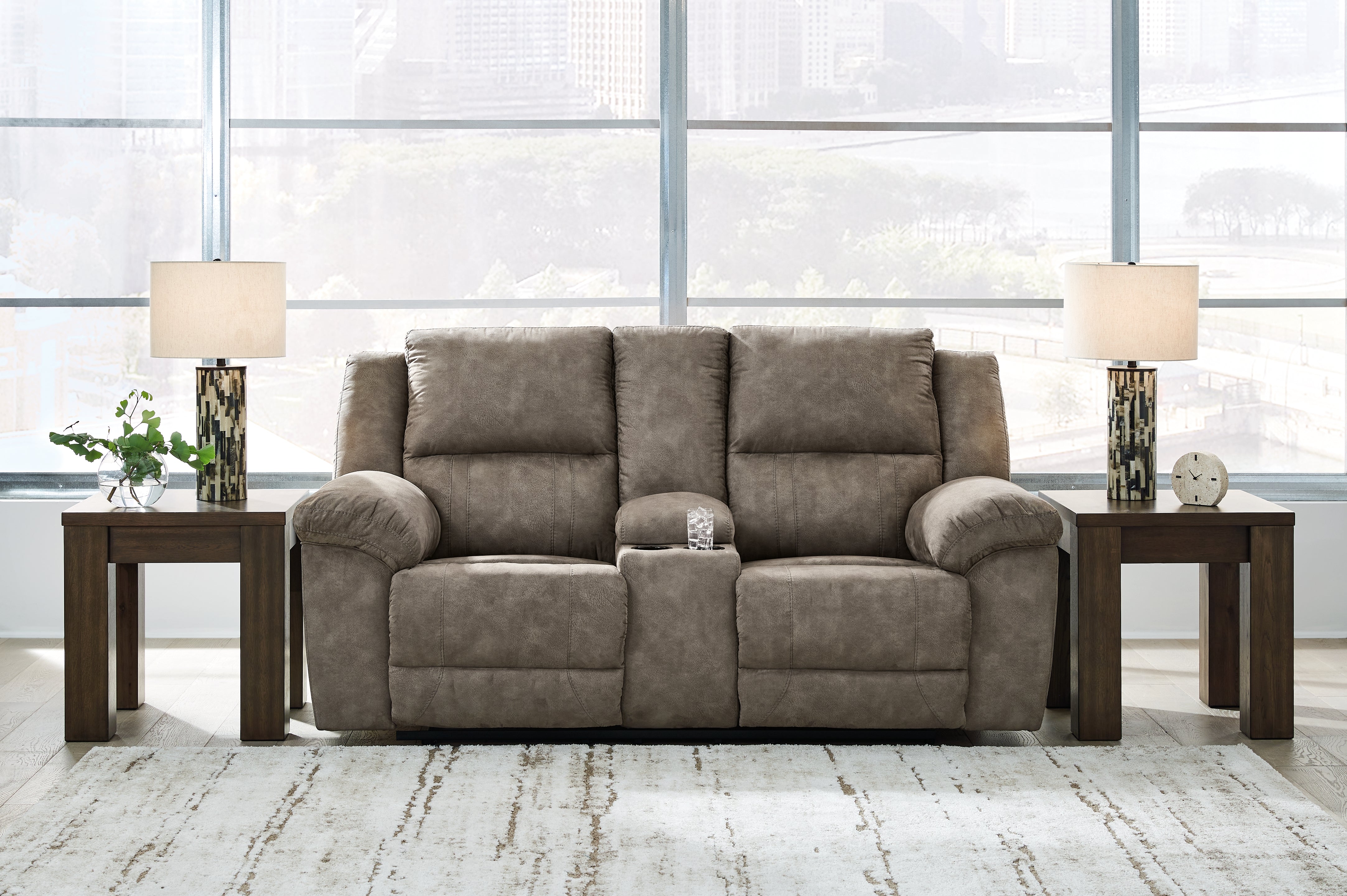 Furniture City Laplace - Ashley Furniture - Laresview Reclining Loveseat with Console - DBL Rec Loveseat w/Console - 3720394