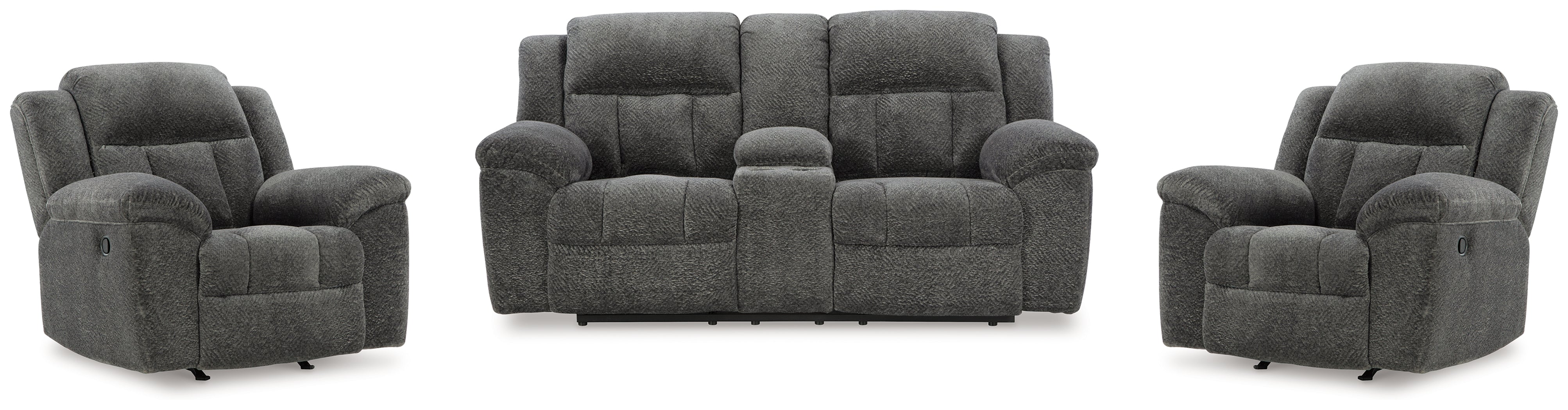Furniture City Laplace - Ashley Furniture - Frohn Reclining Loveseat with Console and 2 Recliners - Reclining Loveseat with Console and 2 Recliners - 37406U5
